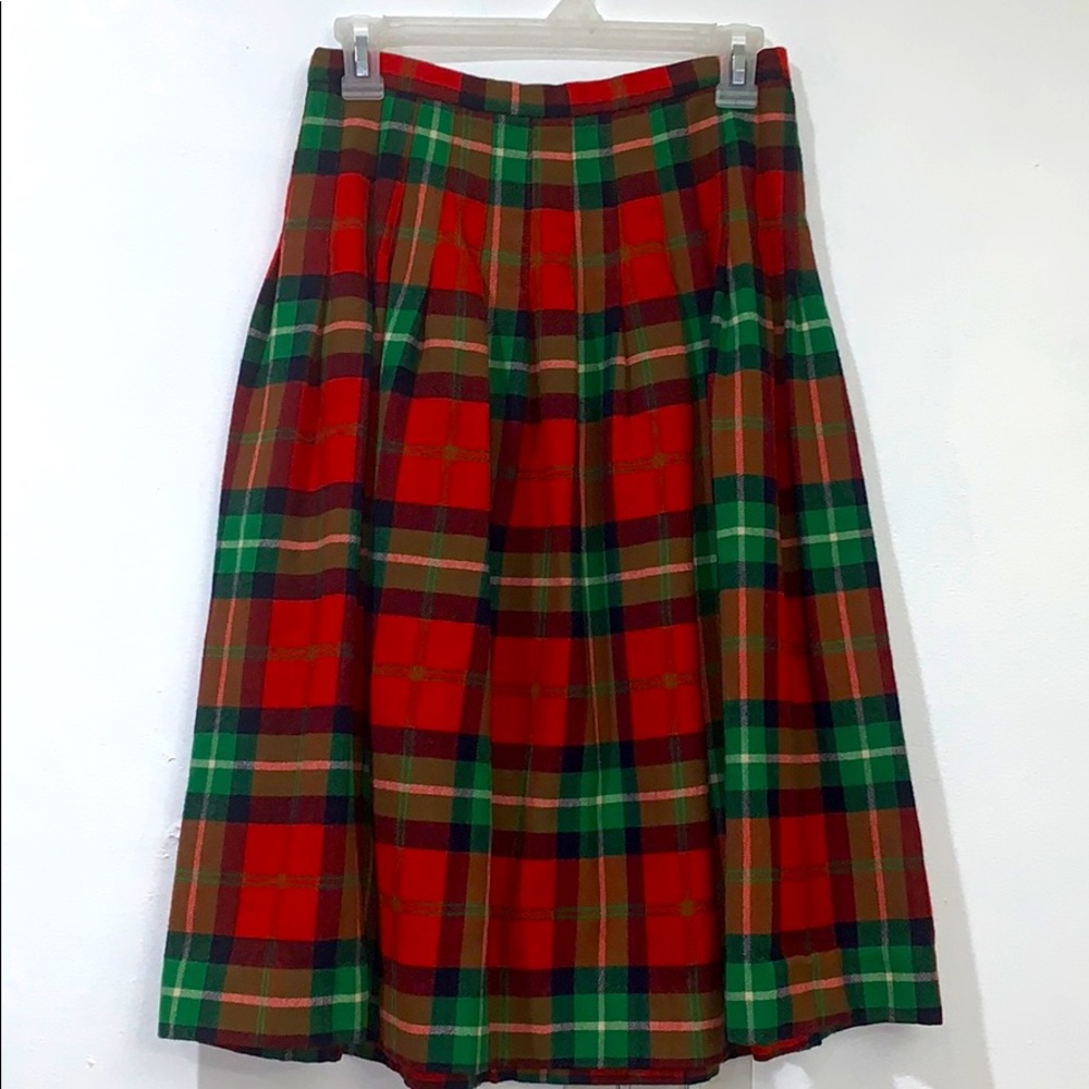 Handmade vintage Plaid Wool Pleaded Skirt